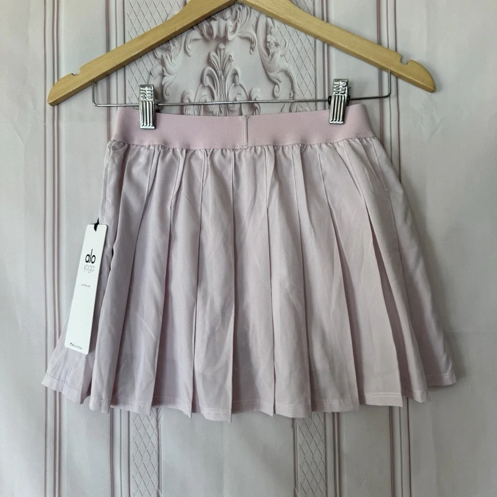 Alo Yoga Varsity Pleated Tennis Skirt Skort Womens Sz XXS Pink Sugar NWT